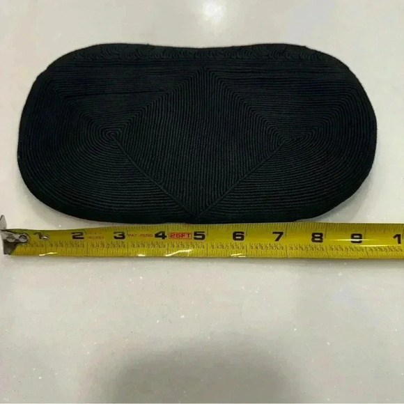Vintage Laurel Corded Black Handbag Clutch Art Deco Design - Picture 8 of 10